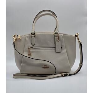 Coach Elise Satchel BeigeChalk Pebbled Leather Crossbody Bag Gold Hardware 79316
